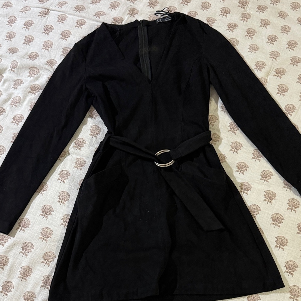 Zara Black Long Sleeve Dress with Belt